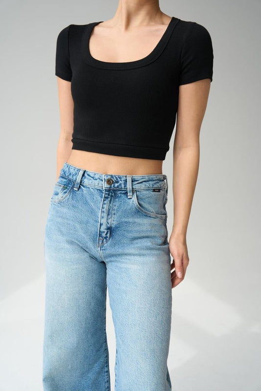 Geniş Yaka Bady - Siyah