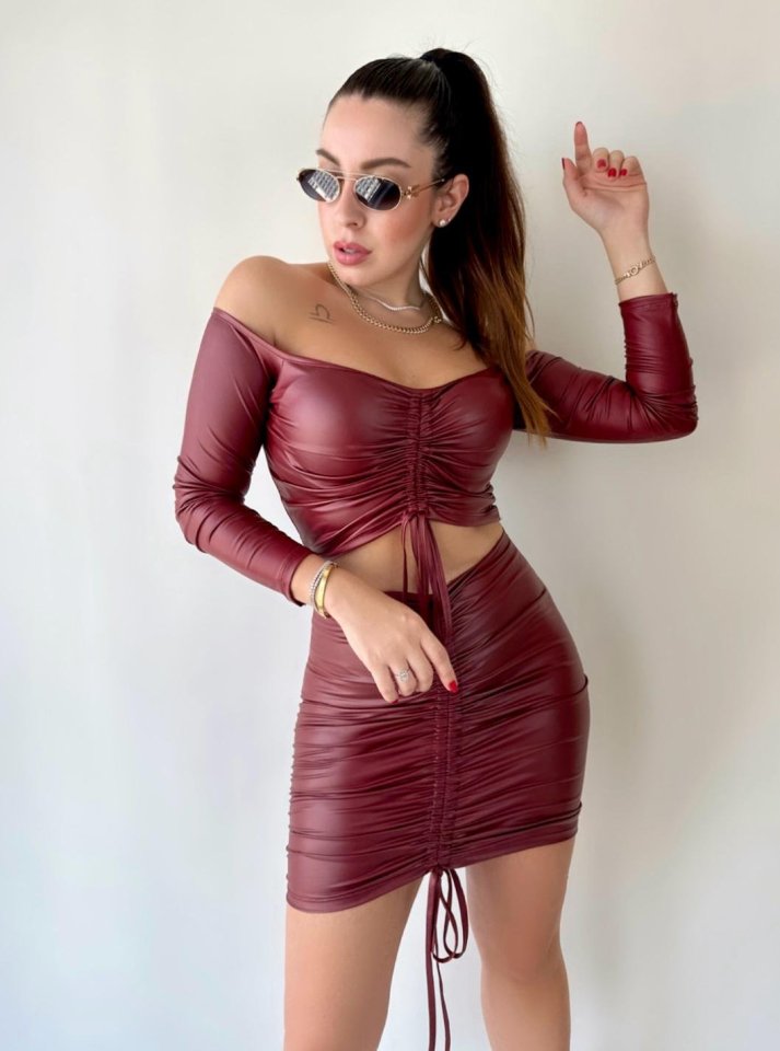 Kadın Büzgülü Deri Etek Takım Fırsat Ürün