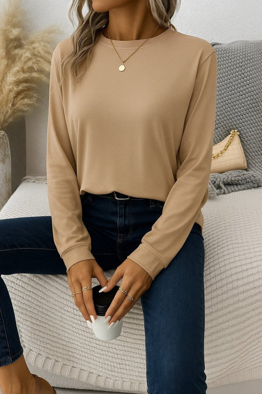 Kadın Uzun Kollu Bisiklet Yaka Viskon Bluz