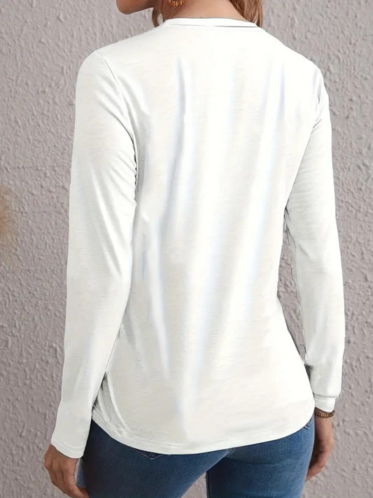 Kadın Uzun Kollu Bisiklet Yaka Kalp Desenli Bluz