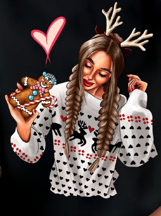 Kadın Uzun Kollu Bisiklet Yaka Desenli Viskon Iki Iplik Bluz