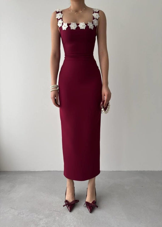 Mıng Çiçek Detaylı Elbise