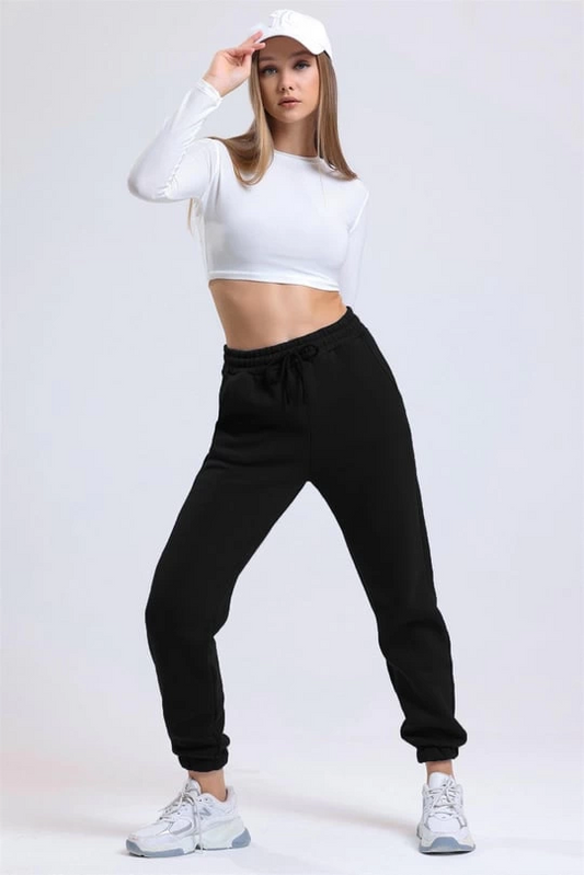 3 iplik şardonlu paça lastikli eşofman siyah is001