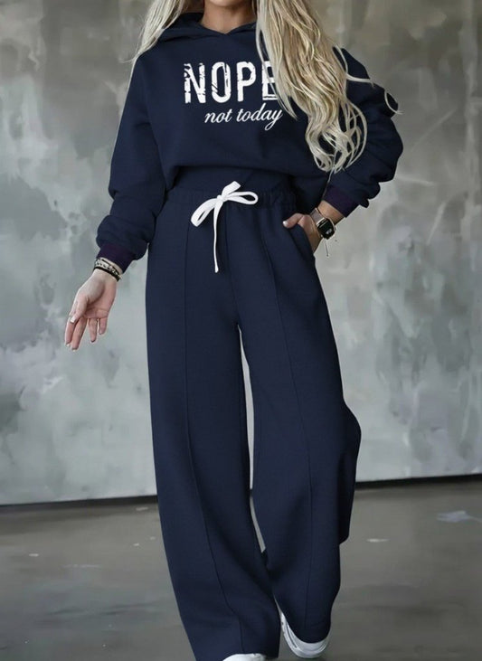 Kadın Uzun Kollu Nope Baskılı Beli Ribanalı Ikili Takım