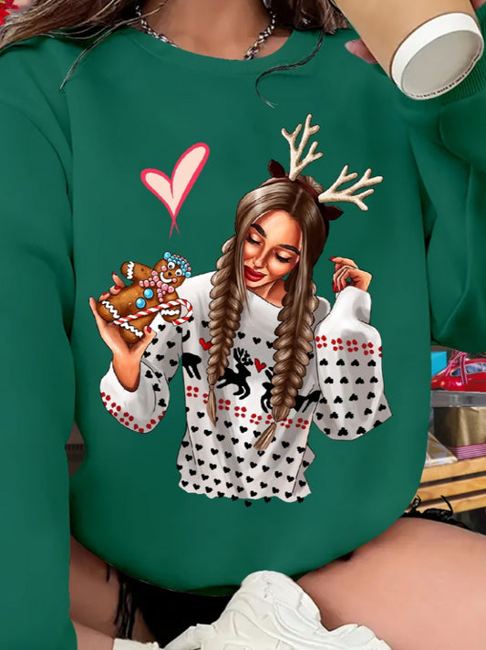 Kadın Yılbaşı Özel Uzun Kollu Bisiklet Yaka Desenli Viskon Iki Iplik Bluz