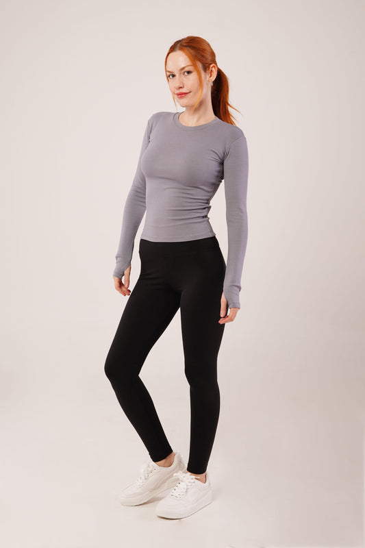 Uzun Kollu Basic Gri Bluz