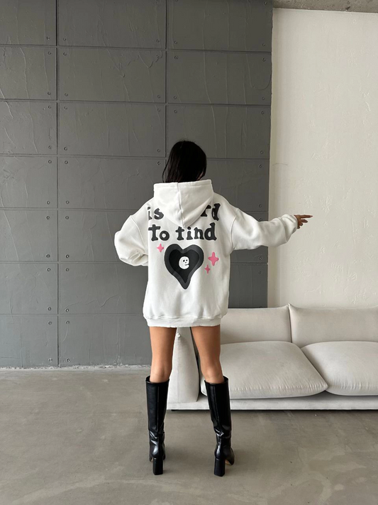 3 iplik şardonlu oversize true baskılı sweat Beyaz