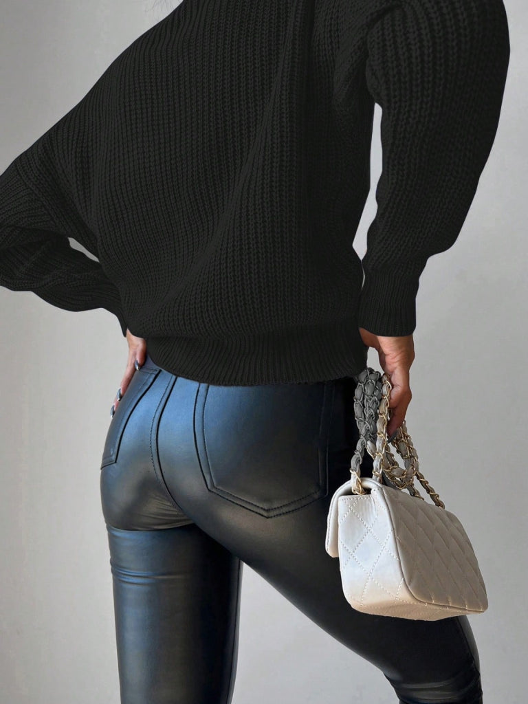 Düğme Detay Triko Bluz