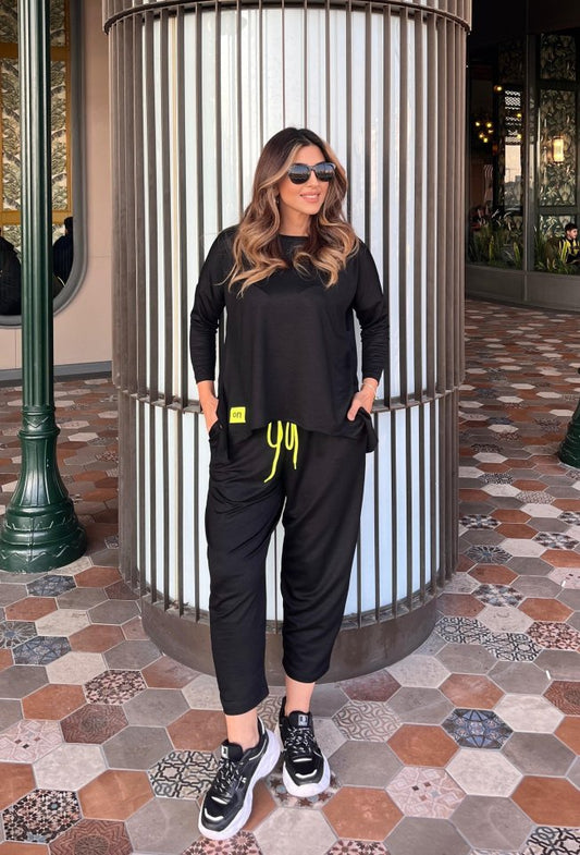 Kadın Iki Iplik Viskon Pamuk Kumaş Arma Detaylı Ikili Takım