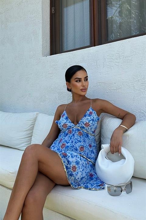 Cheryl Gold Pul Detaylı Elbise 2475-08