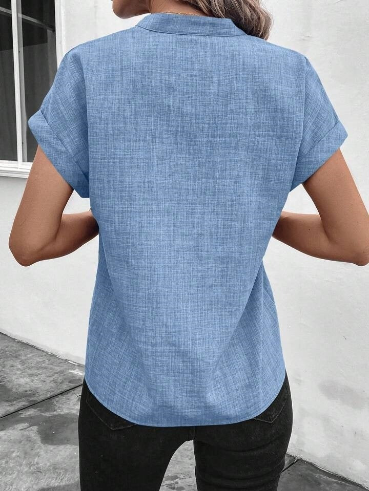 Kadın Kısa Kollu Hakim Yaka Sofya Bluz