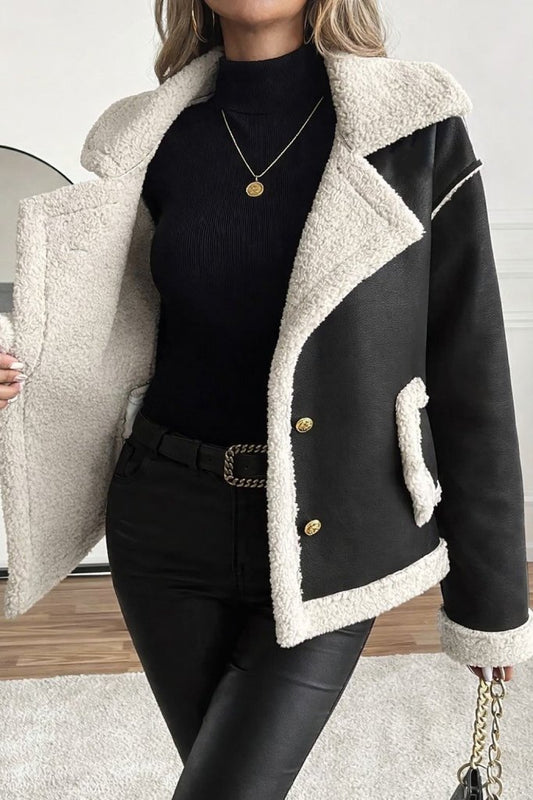 Kadın Uzun Kollu Yakalı önden Düğmeli Cep Detaylı Süet Ceket