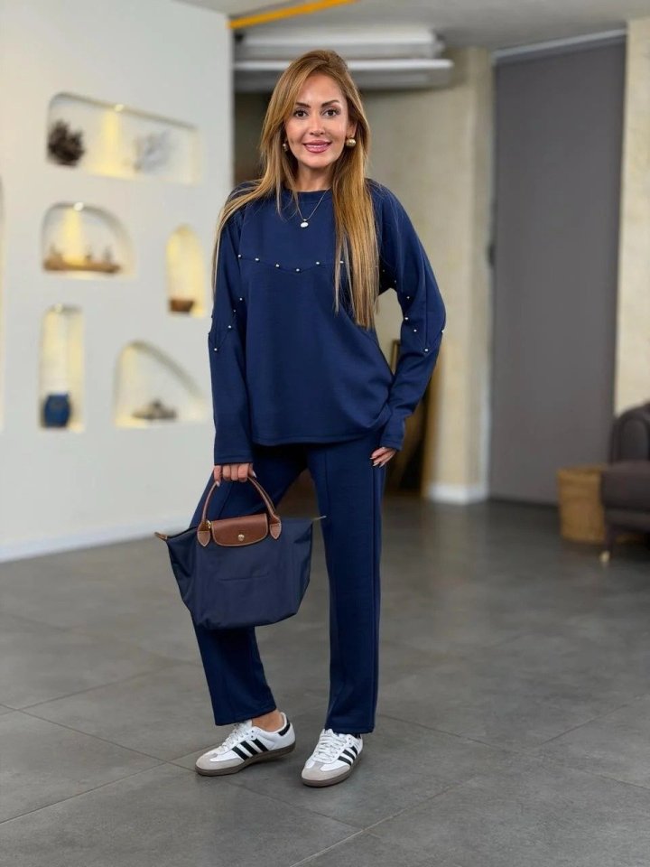 Kadın Inci Detay Modal Kumaş Ikili Takım