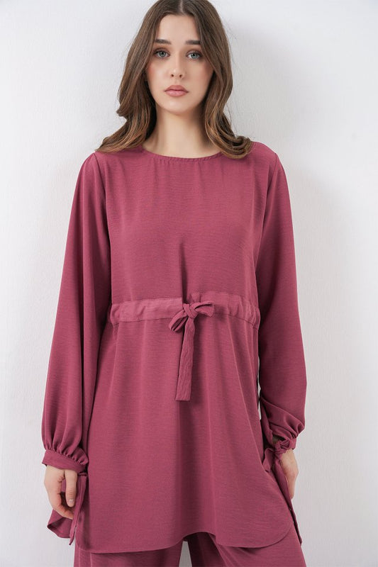 Uzun Tunik Pantolon İkili Takım 6719 - Gül Kurusu