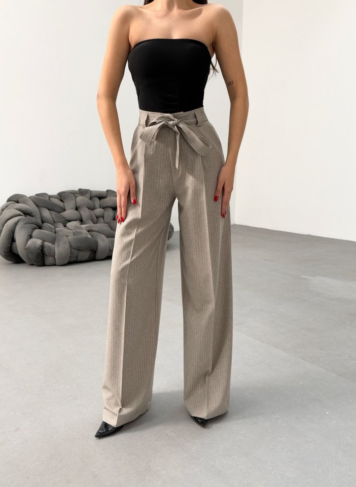 Sante Çi̇zgi̇li̇ Bel Kuşakli Palazzo Pantolon