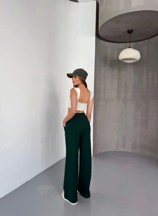 Osy Modal Yumuşak Dokulu Kumaş Nakış Işlemeli Rahat Bol Paça Eşofman Pantalon - Siyah