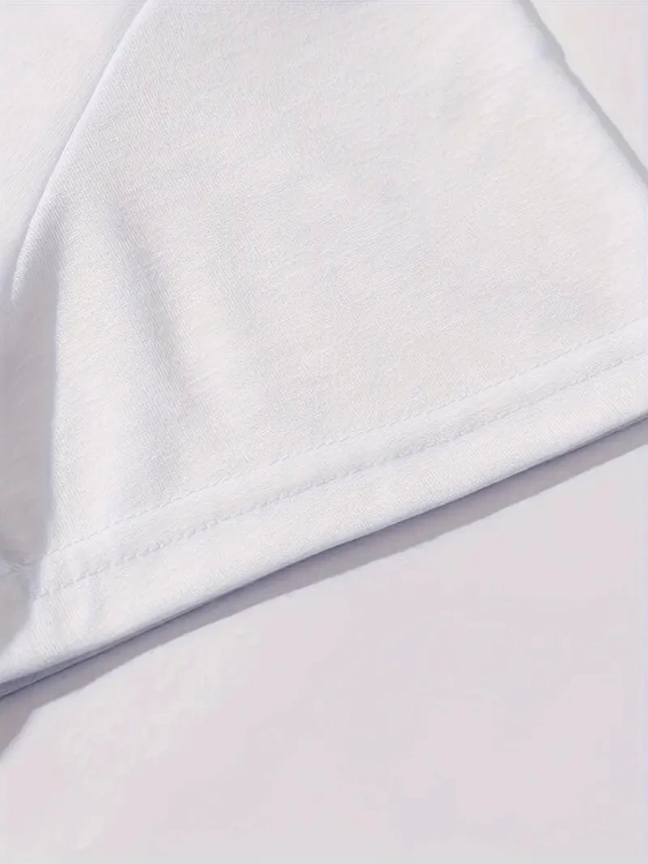 Baskılı Oversize Bisiklet Yaka T-shirt - Beyaz