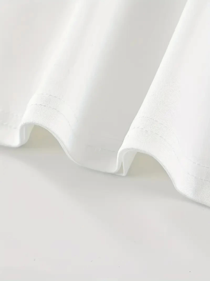 New York Baskılı Oversize Bisiklet Yaka T-shirt - Beyaz