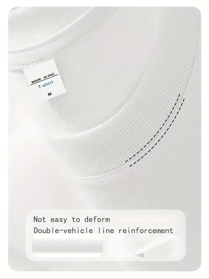 Baskılı Oversize Bisiklet Yaka T-shirt - Beyaz