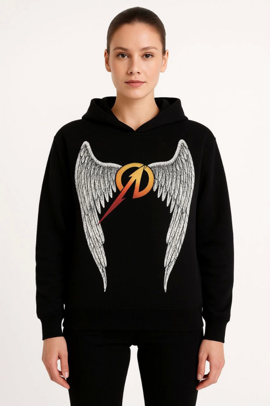 Metallica İki İplik Kapüşonlu Ön Ve Arka Baskılı Hoodie - Siyah