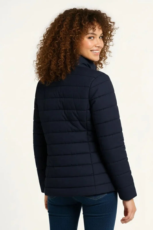 Mikro Su İtici Kapitone Baskılı Astarlı Fermuarlı Bomber Mont - Lacivert