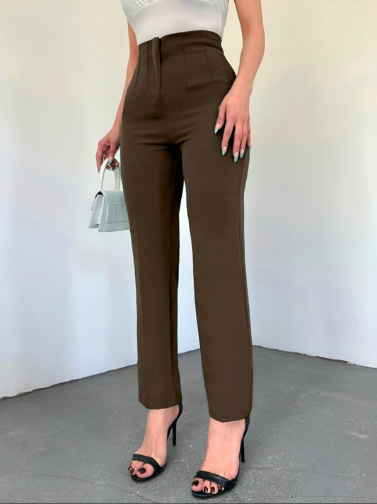 Cep Detaylı Yüksek Bel Pantolon -K. Kahve