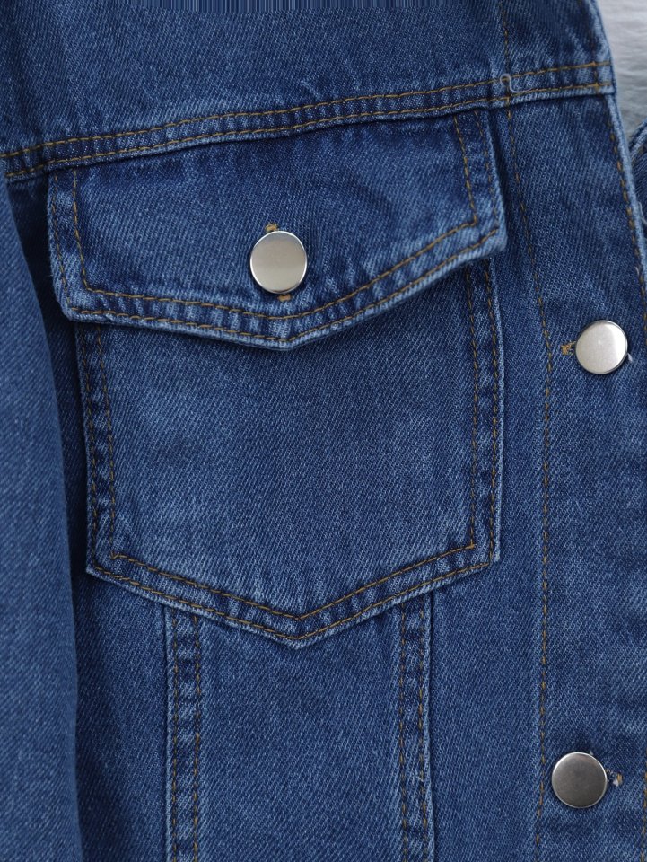 Önden Kapaklı Cepli Kot Ceket -Laci