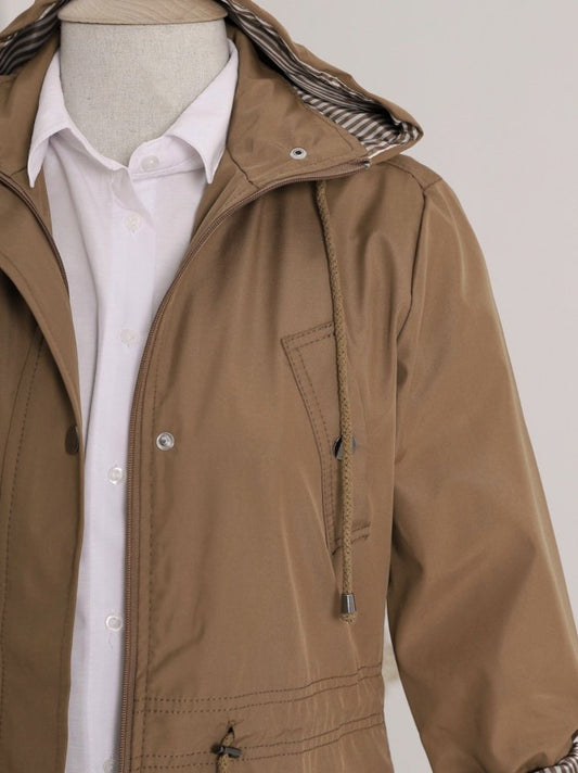 Astarı Çizgili Trençkot -Taba