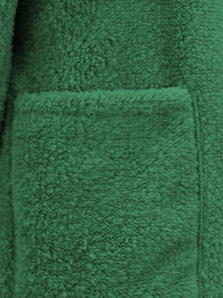 Boydan Düğmeli Cepli Pelüş Ceket -Yeşil