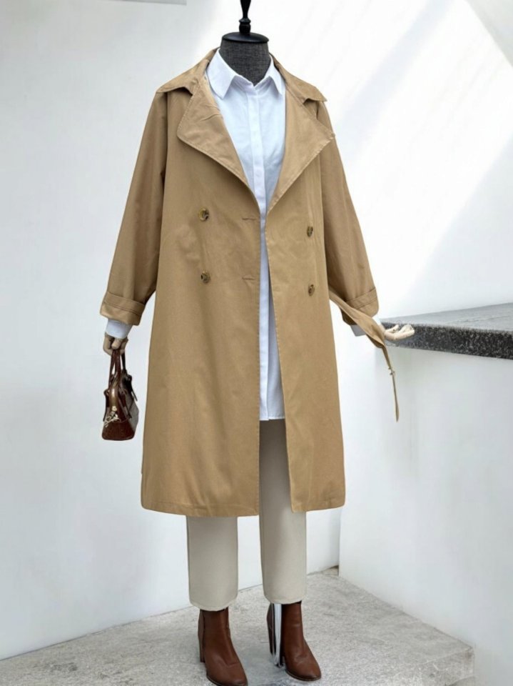 Bolero Detaylı Kemerli Araboy Trençkot -Vizon