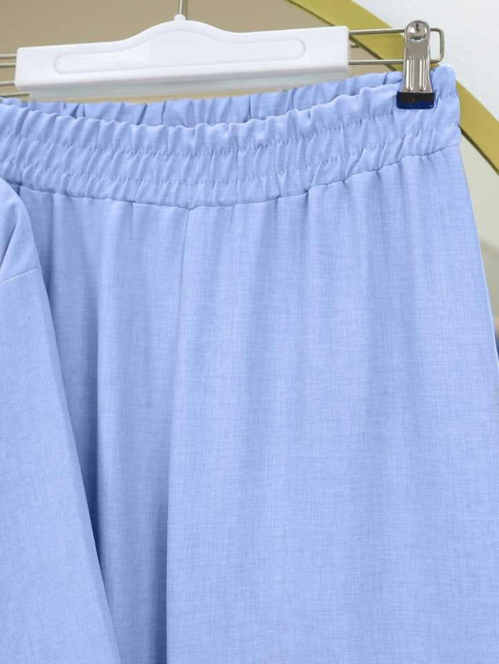 Önden Bağlamalı Pantolonlu Kimono Takım -Bebe Mavi