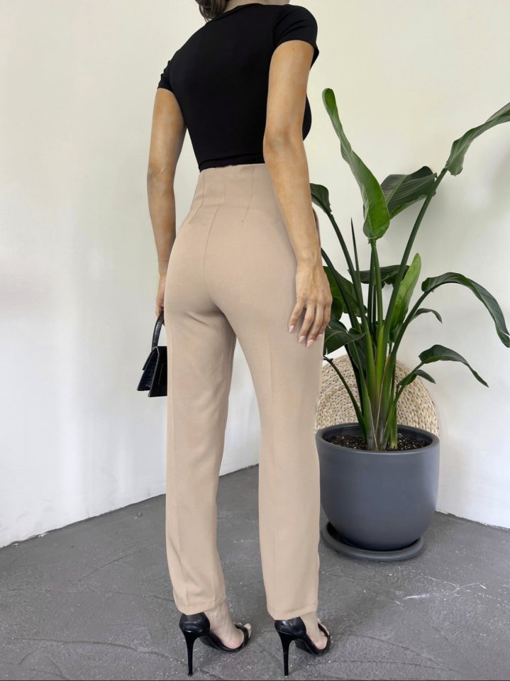 Zra Pileli Havuç Pantolon -Bej