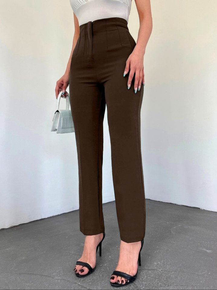 Zra Pileli Havuç Pantolon -Kahve