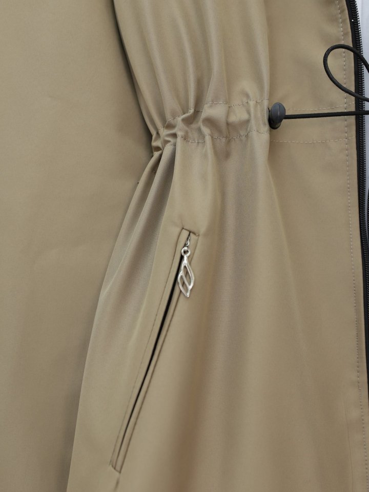 Çıkma Kapşonlu Yıldız Metal Detaylı Kaban -Taş