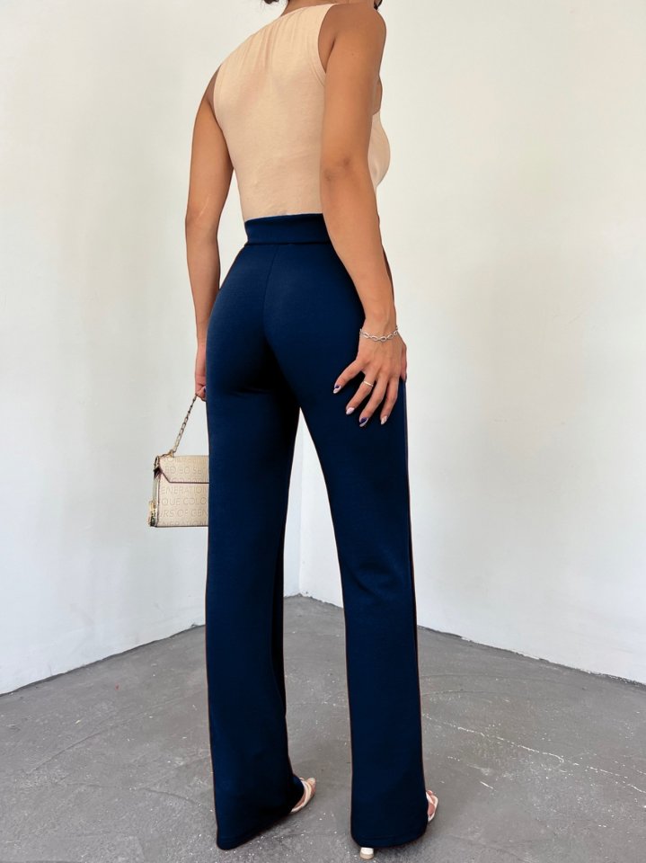 Düğmeli Likralı Pantolon -Laci