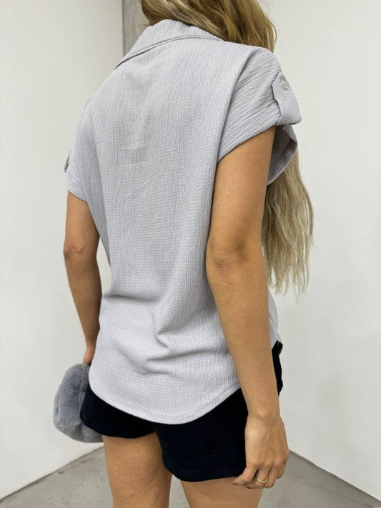 Duble Kol Tek Cepli Bürümcük Gömlek -Gri