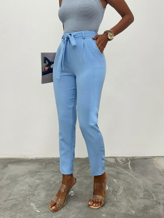 Kemerli Bilek Pantolon -Bebe Mavi