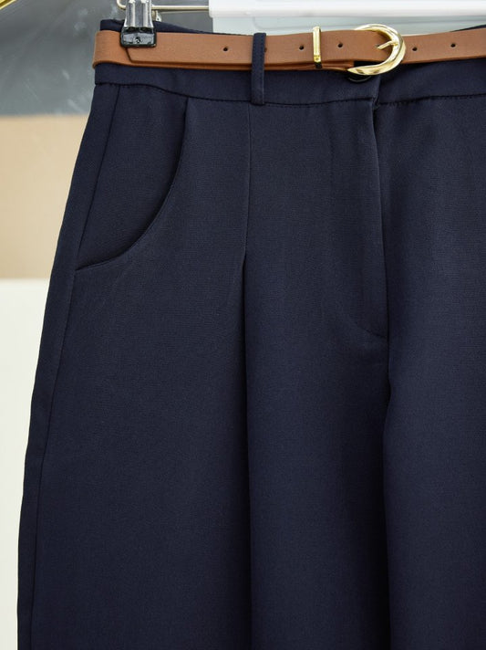 Pileli Cepli Kemerli Bilek Pantolon -Laci