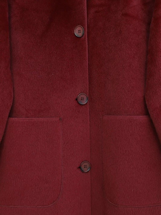 Boydan Düğmeli Cepli Kaban -Bordo