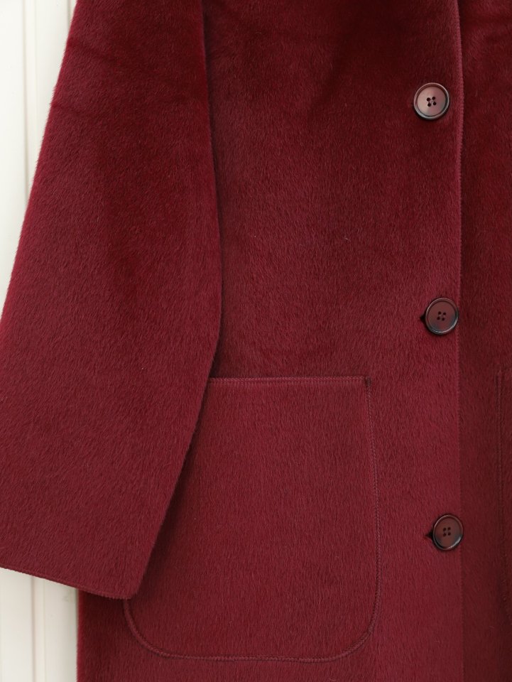 Boydan Düğmeli Cepli Kaban -Bordo