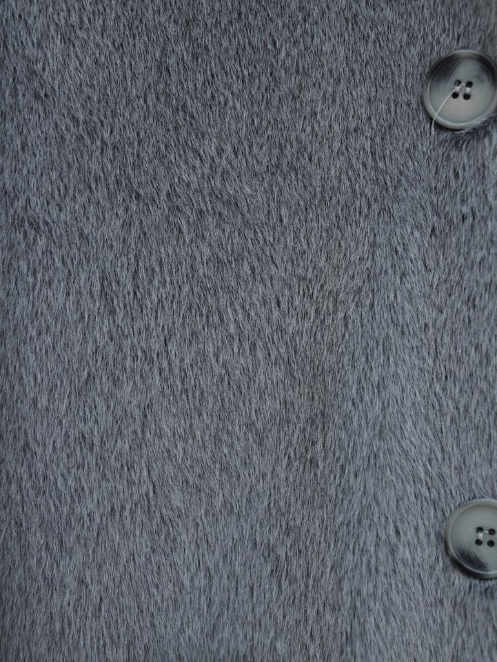 Boydan Düğmeli Cepli Kaban -Füme