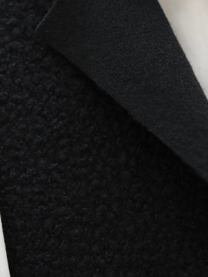 Düğmeli Çift Cepli Buklet Yelek -Siyah