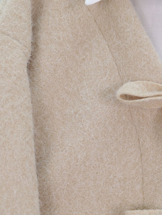 Önü Bağlamalı Kırçıllı Kaşe Ceket -Bej