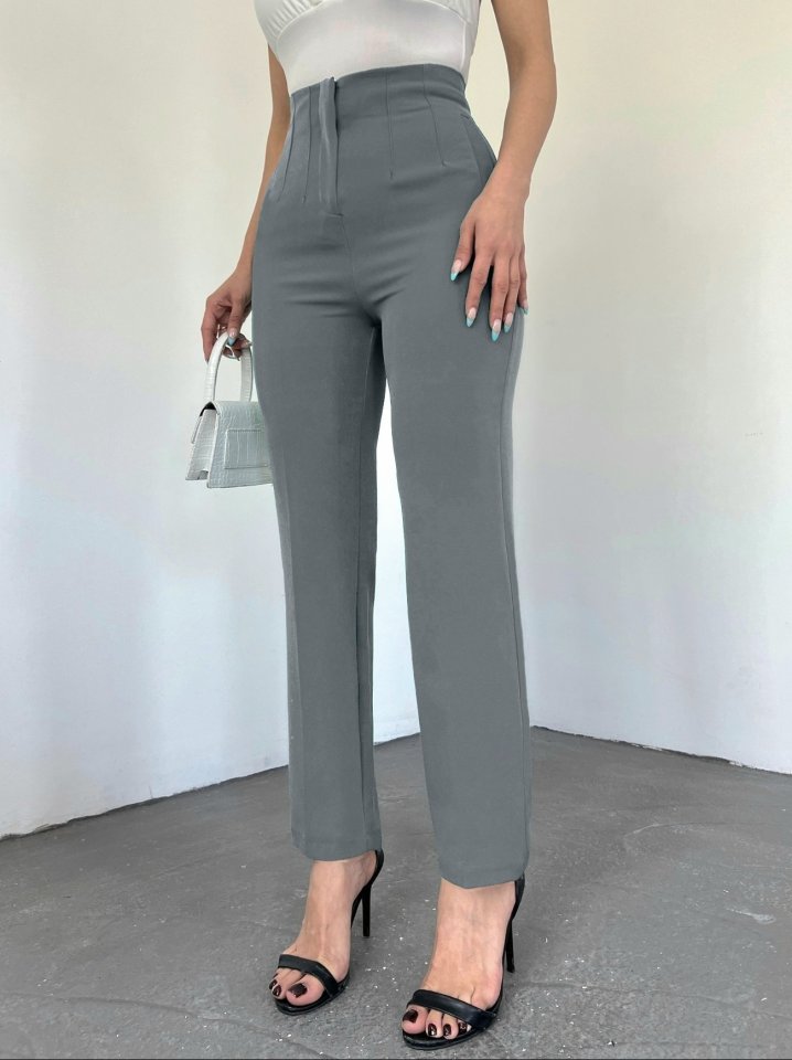 Zra Pileli Havuç Pantolon -Gri