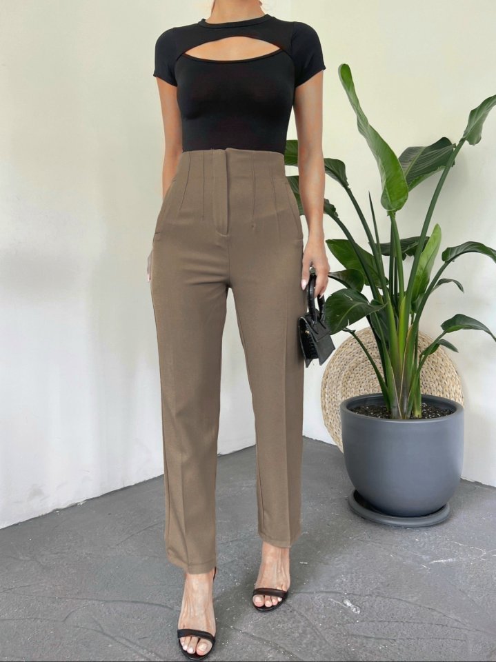 Zra Pileli Havuç Pantolon -Vizon