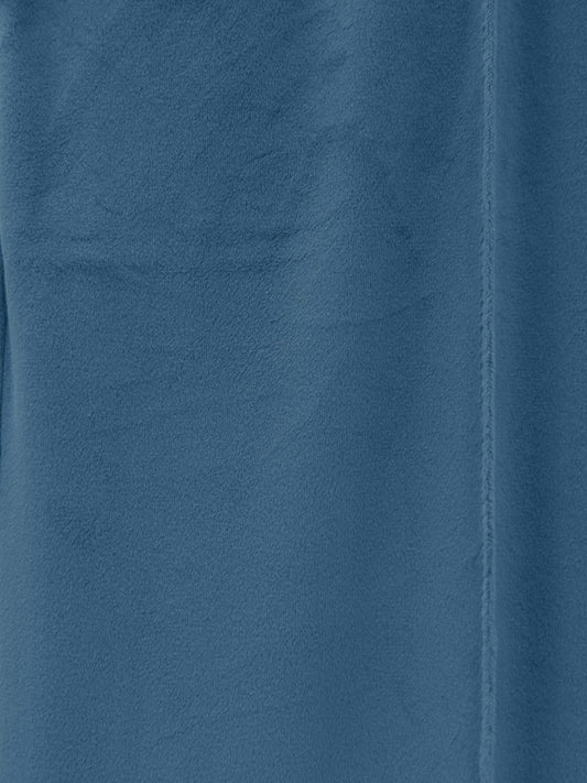 Çımalı Beli Lastikli Kadife Pantolon -Mavi