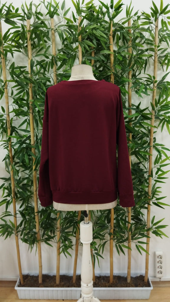 Kadın Yılbaşı özel Uzun Kollu Bisiklet Yaka Desenli Viskon Iki Iplik Bluz