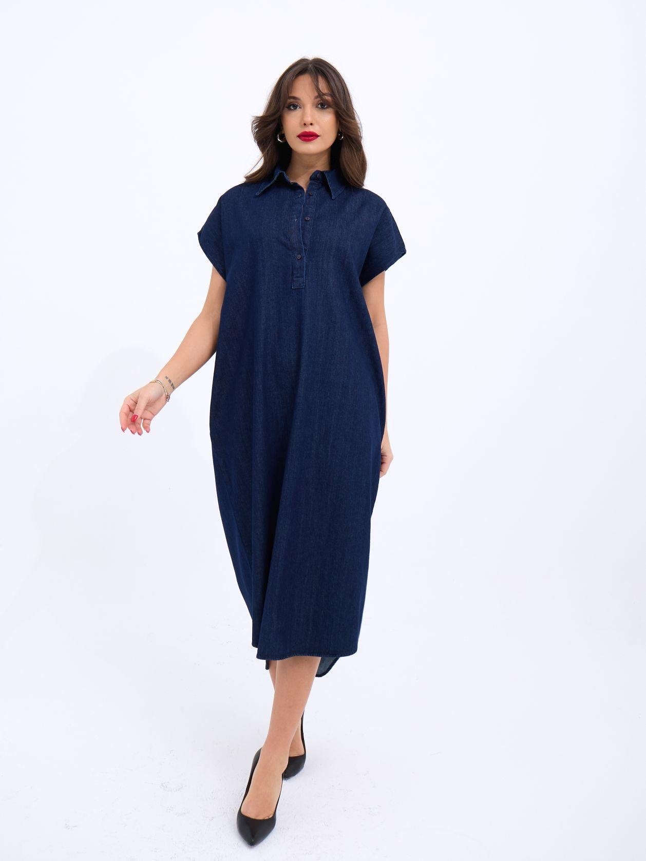 7348 KOT ELBİSE-MAVİ