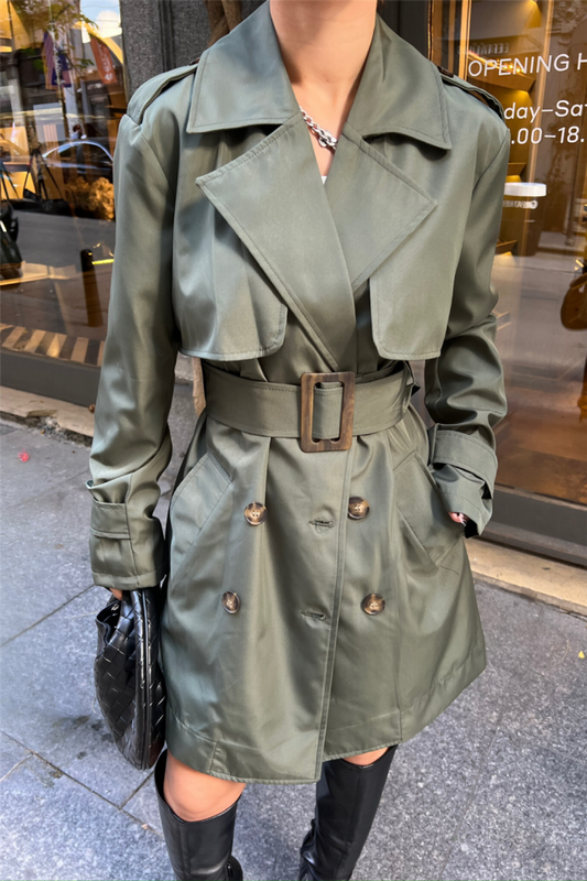 TRENCH KISA ŞANEL BOY - Haki