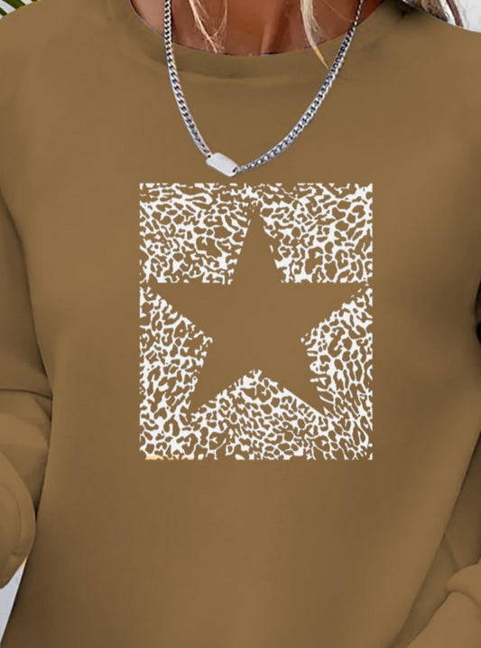 Kadın Uzun Kollu Bisiklet Yaka Desenli Viskon Iki Iplik Bluz